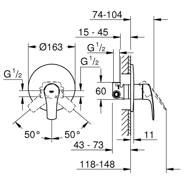 Grohe Eurosmart New Змішувач прихований, хром (33556003)