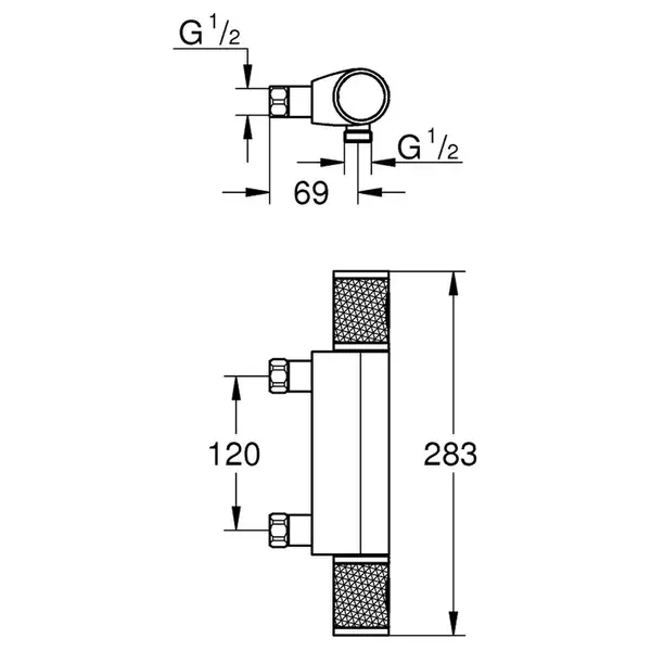 Змішувач для душу з термостатом Grohe Grohtherm 1000 Performance, ексц. 1/2 дюймів (34778000) Змішувач для душу з термостатом Grohe Grohtherm 1000 Performance, ексц. 1/2 дюймів (34778000)