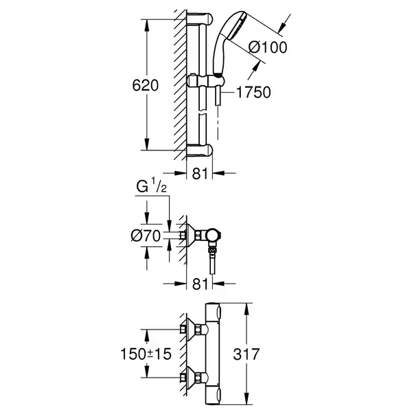 Термостат для душу Grohe Grohtherm 500, хром (34796000) Термостат для душу Grohe Grohtherm 500, хром (34796000)