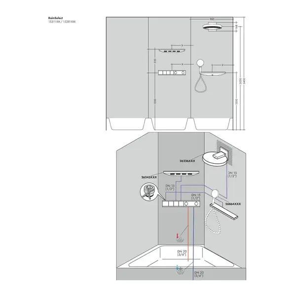 Термостат для скрытого монтажа на 3 потребителя Hansgrohe RainSelect (цвет - полированное золото) 15381990 Термостат для скрытого монтажа на 3 потребителя Hansgrohe RainSelect (цвет - полированное золото) 15381990