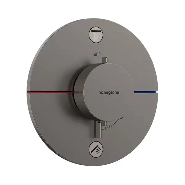 Термостат на 2 потребителя со встроенной защитной комбинацией EN 1717 Hansgrohe ShowerSelect Comfort S (цвет - матовый чёрный хром) 15556340 Термостат на 2 потребителя со встроенной защитной комбинацией EN 1717 Hansgrohe ShowerSelect Comfort S (цвет - матовый чёрный хром) 15556340