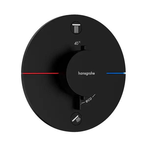 Термостат на 2 потребителя со встроенной защитной комбинацией EN 1717 Hansgrohe ShowerSelect Comfort S (цвет - чёрный матовый) 15556670 Термостат на 2 потребителя со встроенной защитной комбинацией EN 1717 Hansgrohe ShowerSelect Comfort S (цвет - чёрный матовый) 15556670
