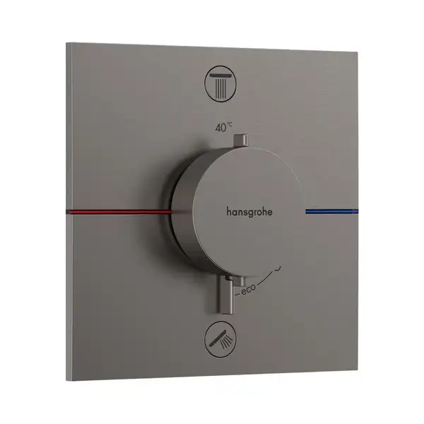 Термостат на 2 потребителя со встроенной защитной комбинацией EN 1717 Hansgrohe ShowerSelect Comfort E (цвет - матовый чёрный хром) 15578340 Термостат на 2 потребителя со встроенной защитной комбинацией EN 1717 Hansgrohe ShowerSelect Comfort E (цвет - матовый чёрный хром) 15578340