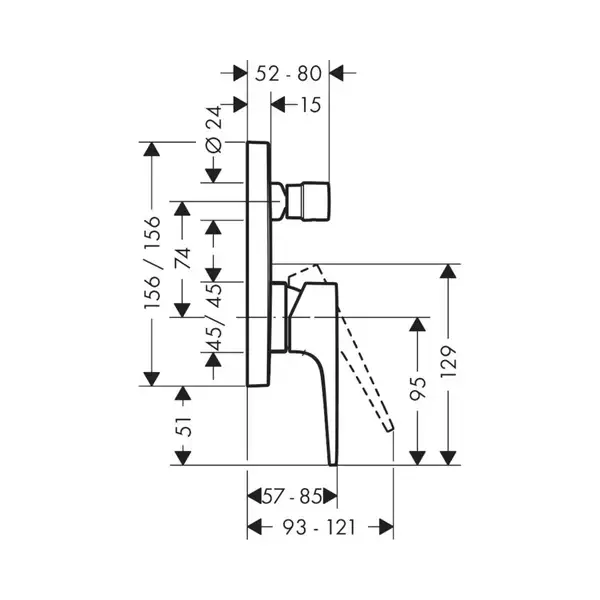 HANSGROHE Metropol Змішувач для ванни/душа, хром (32545340) HANSGROHE Metropol Змішувач для ванни/душа, хром (32545340)