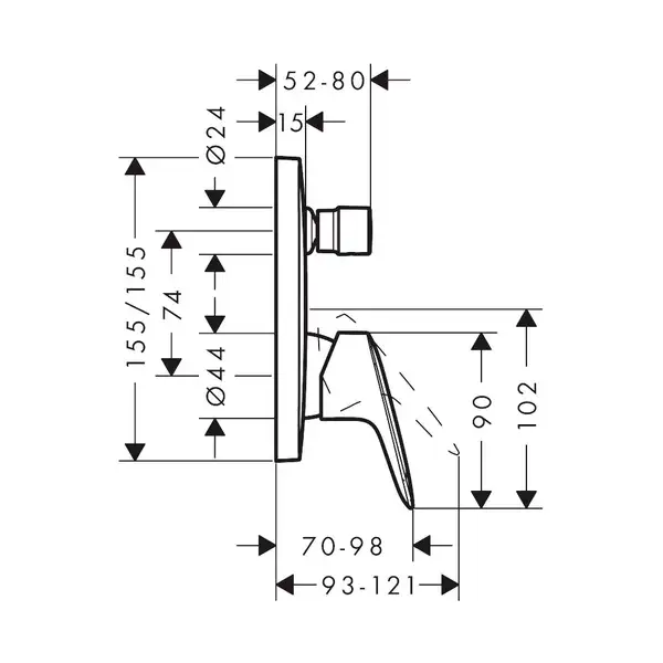 Hansgrohe Logis Змішувач для ванни/душа, чорний матовий (71405670) Hansgrohe Logis Змішувач для ванни/душа, чорний матовий (71405670)