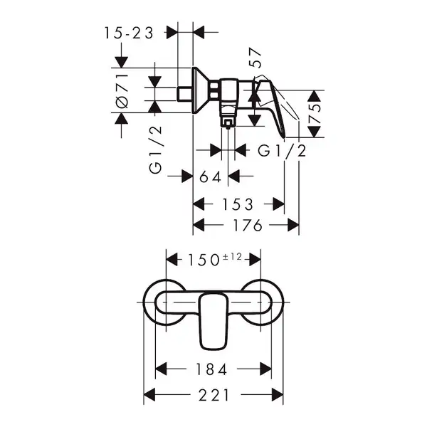 HANSGROHE Logis Змішувач для душу, чорний матовий (71600670) HANSGROHE Logis Змішувач для душу, чорний матовий (71600670)