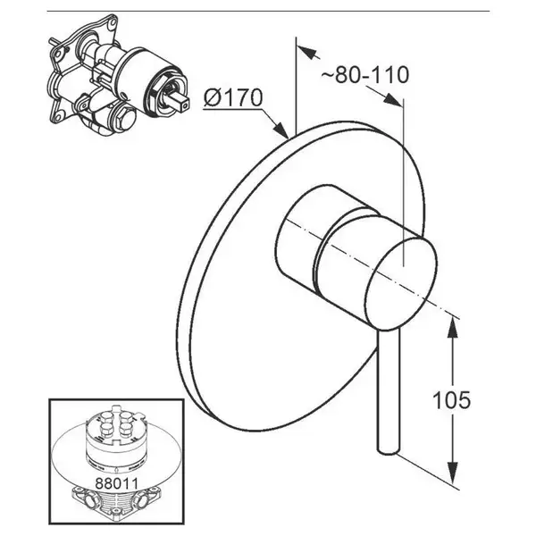 Накл. панель BOZZ 386550576 для .душу з кер картр, KLUDI Накл. панель BOZZ 386550576 для .душу з кер картр, KLUDI