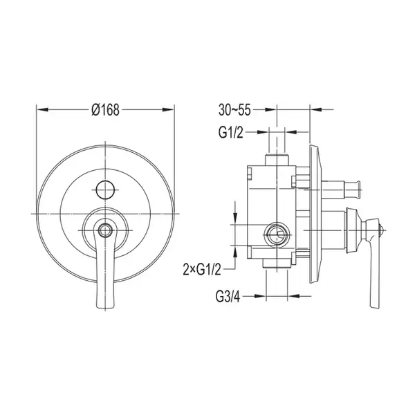 смеситель для душа скрытого монтажа Omnires Armance antique copper (AM5235ORB)