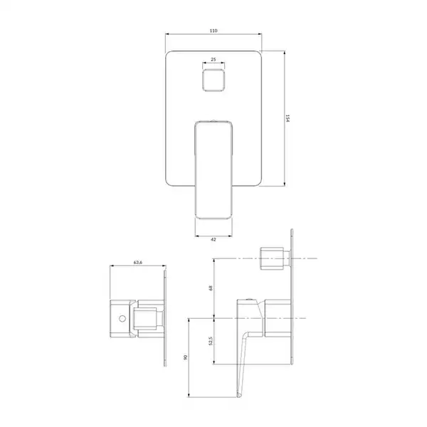 Omnires Parma Змішувач для душу, чорний матовий (PM7435BL) Omnires Parma Змішувач для душу, чорний матовий (PM7435BL)