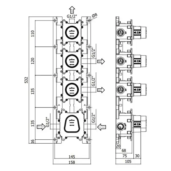 Термостат для душа/ванны Paffoni Modular Box (цвет - хром), в комплекте со скрытой частью (MDE019CR+MDBOX019) Термостат для душа/ванны Paffoni Modular Box (цвет - хром), в комплекте со скрытой частью (MDE019CR+MDBOX019)