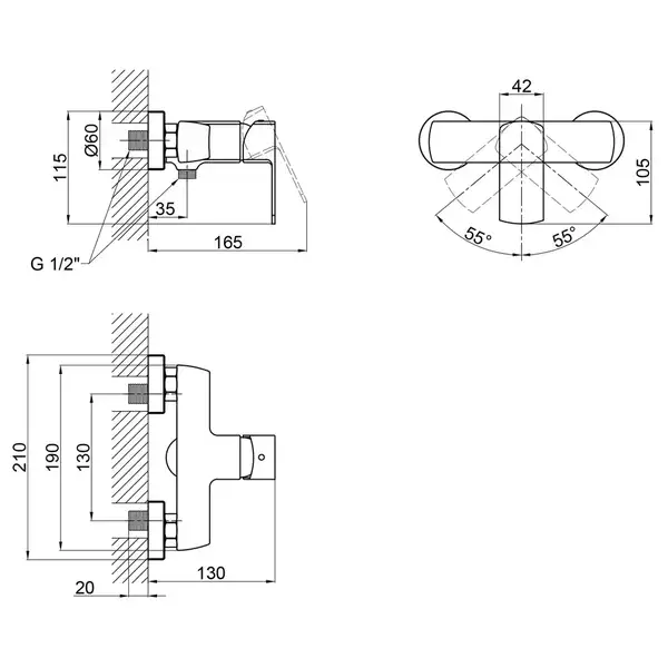 Смеситель для душа Qtap Lipno 4023101G (QTLIPNO4023101G)