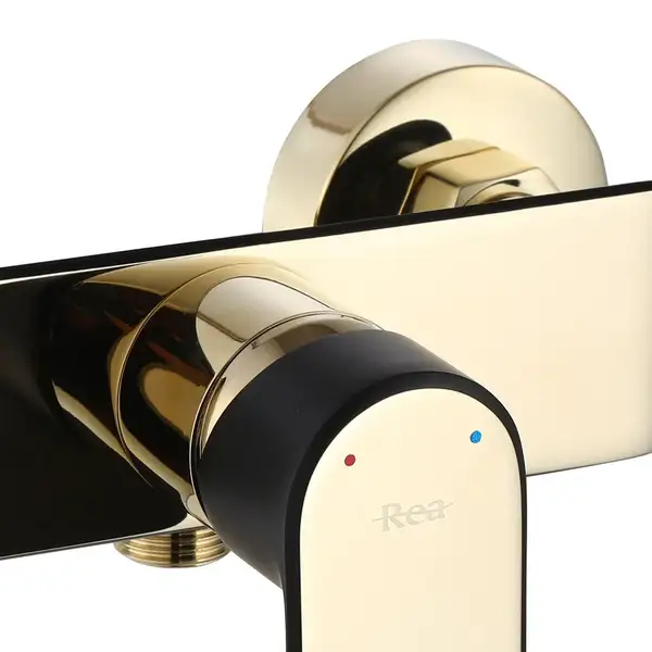 Смеситель для ванны и душа REA BLOOM BLACK GOLD настенный без излива (REA-B9938)