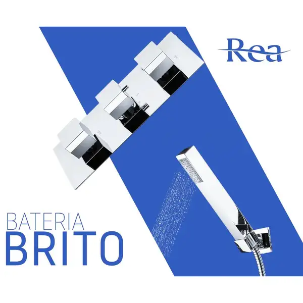 Змішувач для душу REA BRITO хром прихованого монтажу з термостатом (REA-P0801)