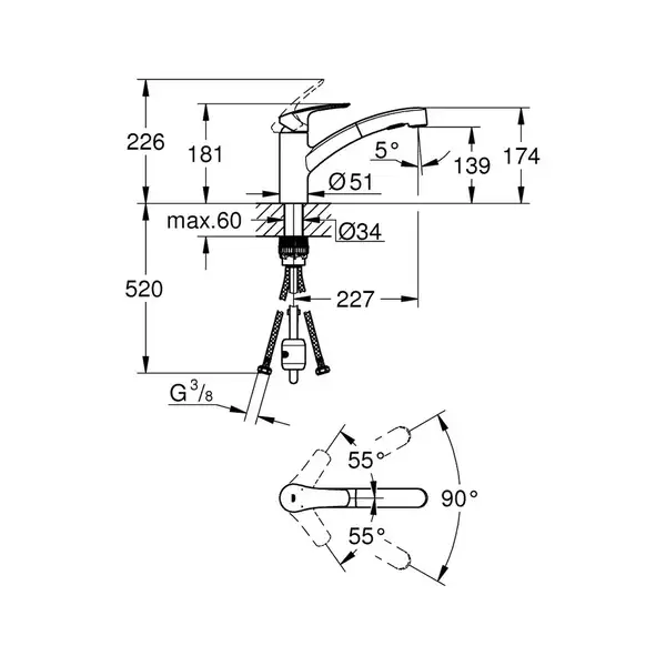 Grohe EUROSMART смеситель для умывальника, однорычажный, цвет хром (30305DC1) Grohe EUROSMART смеситель для умывальника, однорычажный, цвет хром (30305DC1)