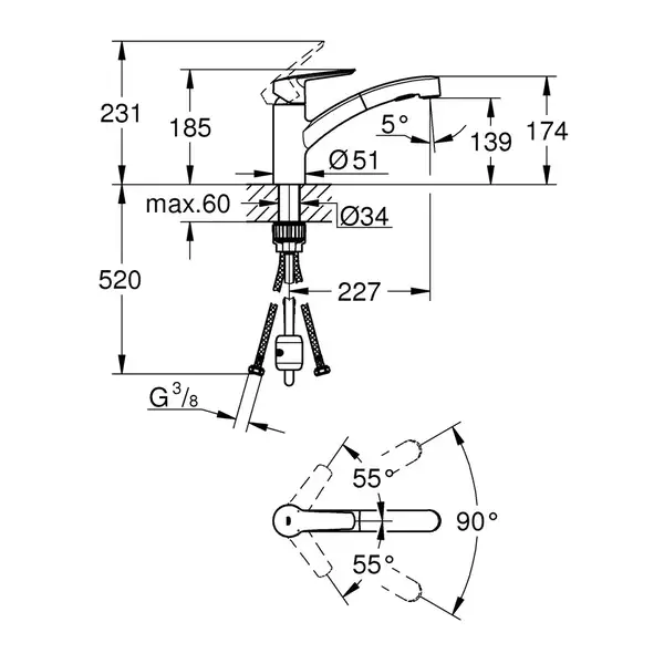 Grohe QuickFix Start Смеситель для кухни, черный матовый (303072431) Grohe QuickFix Start Смеситель для кухни, черный матовый (303072431)