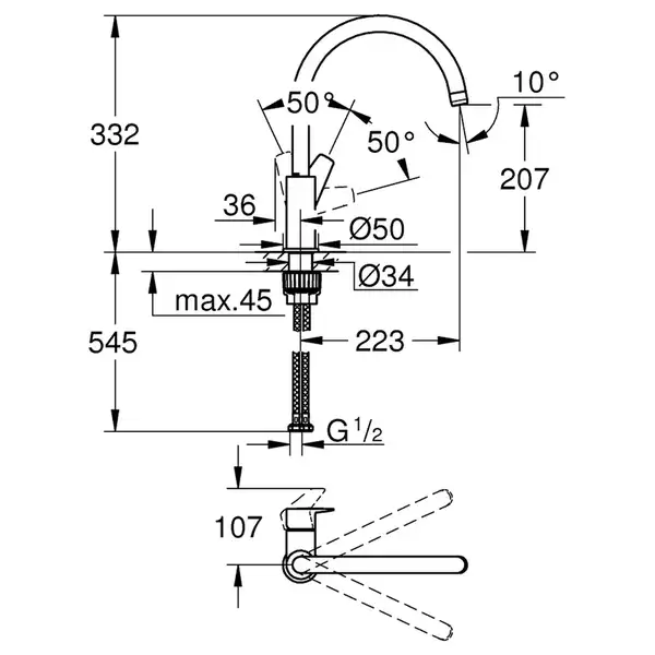 Змішувач для кухні Grohe BauEdge New (31233001)
