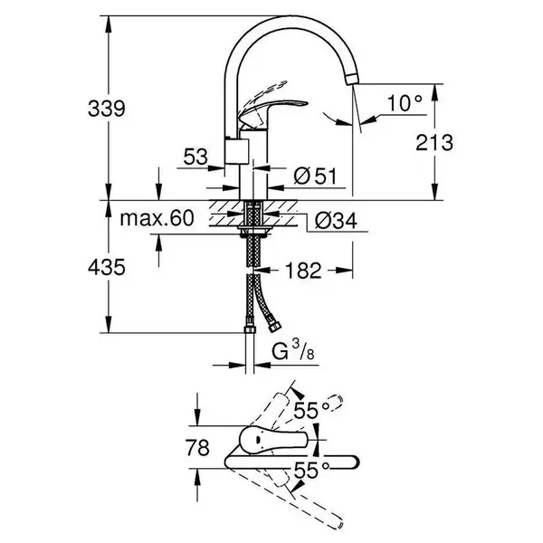 Кухонний змішувач для мийки GROHE Eurosmart (33202DC2) Кухонний змішувач для мийки GROHE Eurosmart (33202DC2)