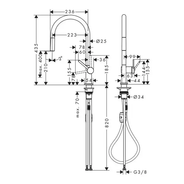 Змішувач для кухні Hansgrohe Talis 210 1jet з витяжним виливом, Stainless Steel (72802800) Змішувач для кухні Hansgrohe Talis 210 1jet з витяжним виливом, Stainless Steel (72802800)