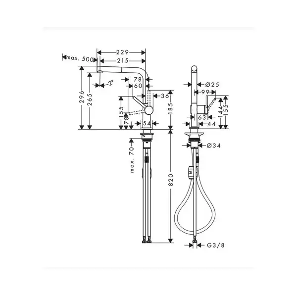 Hansgrohe Talis M54 270 Смеситель для кухни, черный матовый (72845670) Hansgrohe Talis M54 270 Смеситель для кухни, черный матовый (72845670)