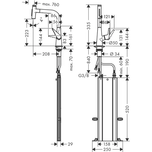 Змішувач кухонний Hansgrohe Talis 220 2jet з витяжним зливом Sbox, хром (73868000) Змішувач кухонний Hansgrohe Talis 220 2jet з витяжним зливом Sbox, хром (73868000)