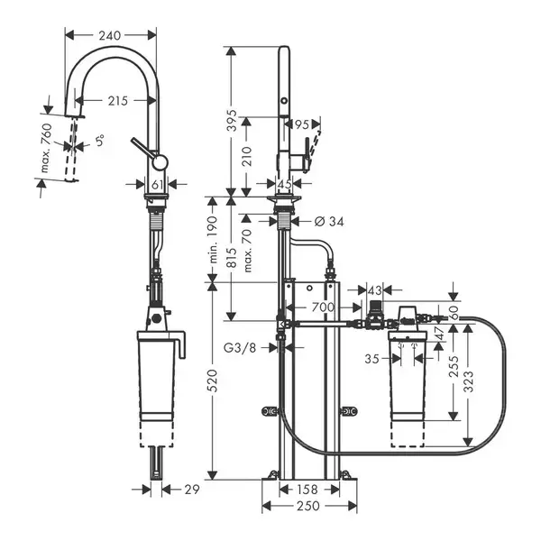 Змішувач кухонний Hansgrohe Aqittura M91 FilterSystem 210 1jet pull-out Sbox з картриджем Harmony, хром (76800000) Змішувач кухонний Hansgrohe Aqittura M91 FilterSystem 210 1jet pull-out Sbox з картриджем Harmony, хром (76800000)