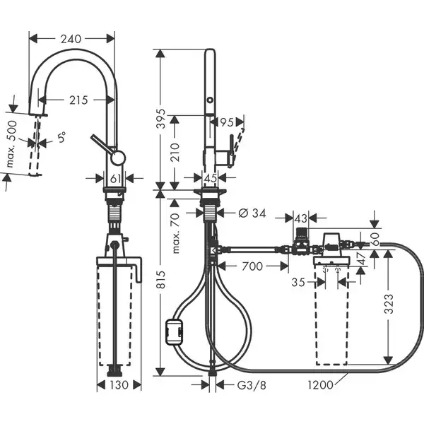 Hansgrohe Aqittura M91 Смеситель для кухни, черный матовый (76803670) Hansgrohe Aqittura M91 Смеситель для кухни, черный матовый (76803670)