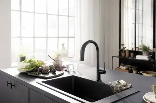 Hansgrohe Aqittura M91 Смеситель для кухни, черный матовый (76803670) Hansgrohe Aqittura M91 Смеситель для кухни, черный матовый (76803670)