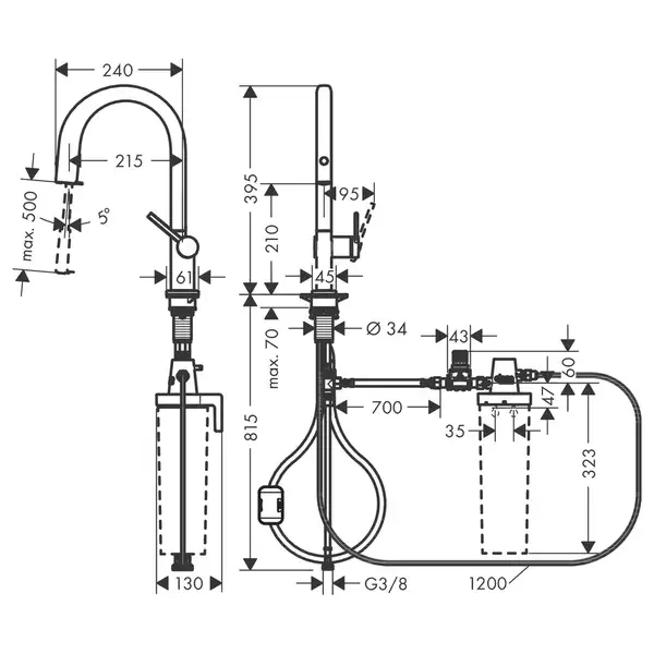 Hansgrohe Aqittura M91 Смеситель для кухни, черный матовый (76803670) Hansgrohe Aqittura M91 Смеситель для кухни, черный матовый (76803670)
