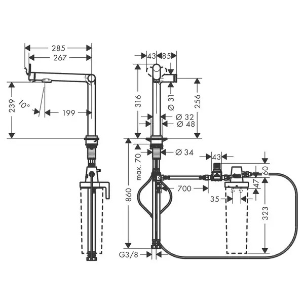 Змішувач для кухні Hansgrohe Aqittura M91 FilterSystem 240 1jet, Stainless Steel (76804800)