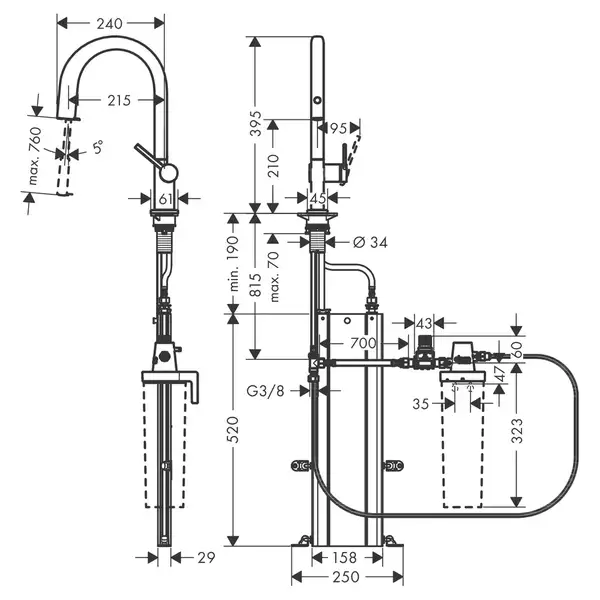 Hansgrohe Aqittura M91 Смеситель для кухни, сталь (76826800) Hansgrohe Aqittura M91 Смеситель для кухни, сталь (76826800)