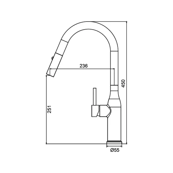KOER KI-70004-05 Кухонний змішувач, нерж. сталь (KR3386) KOER KI-70004-05 Кухонний змішувач, нерж. сталь (KR3386)