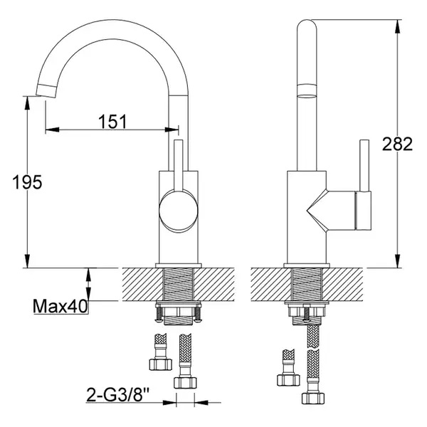 Смеситель для кухни KOHLMAN AXEL CHROME (QB150A) Смеситель для кухни KOHLMAN AXEL CHROME (QB150A)