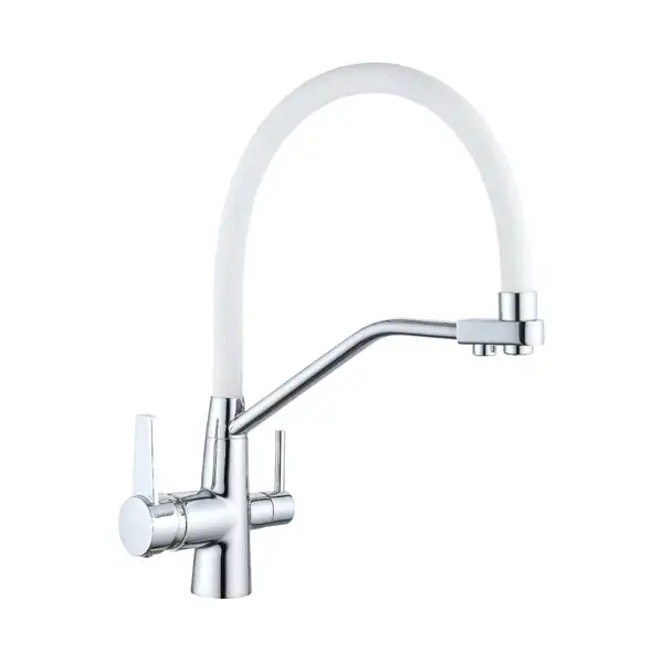 Смеситель для кухни MEXEN DUO WHITE\CHROME на две воды (MEX-671701-02) Смеситель для кухни MEXEN DUO WHITE\CHROME на две воды (MEX-671701-02)