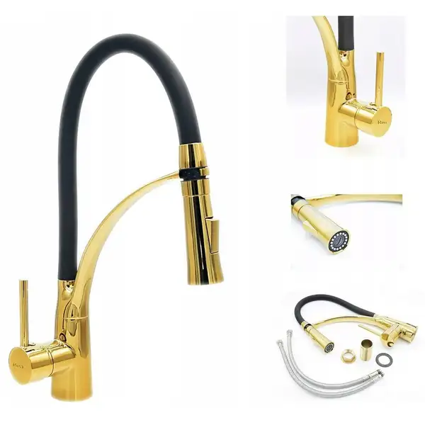 Смеситель для кухни REA GASPAR BLACK GOLD золотой высокий (REA-B1019)
