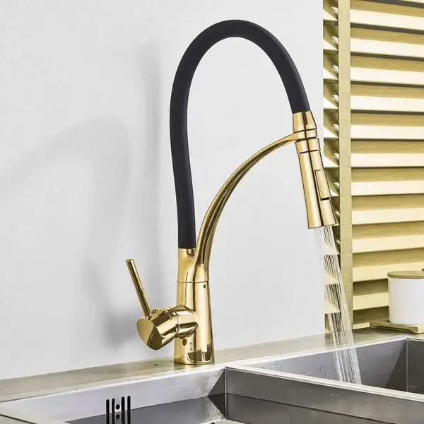 Смеситель для кухни REA GASPAR BLACK GOLD золотой высокий (REA-B1019)