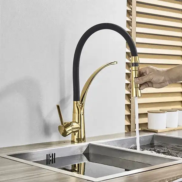 Смеситель для кухни REA GASPAR BLACK GOLD золотой высокий (REA-B1019)