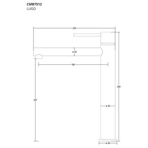 Смеситель для раковины (умывальника) Corsan LUGO BLACK MATT черный высокий (CMB7512BL)