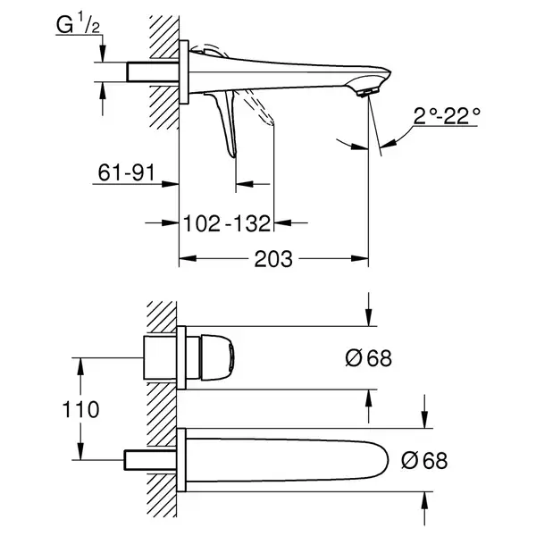 Змішувач для раковини прихованого монтажу Grohe Eurostyle (19571LS3)