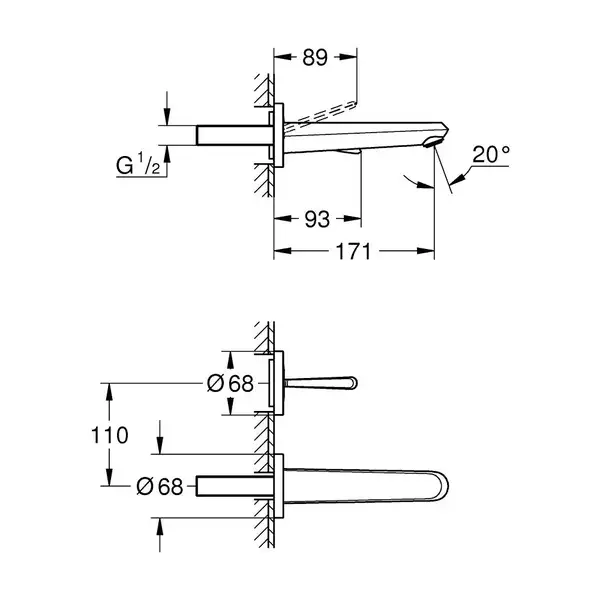 Змішувач для раковини на два отвори Grohe Eurodisc Joy M-size (19968000)