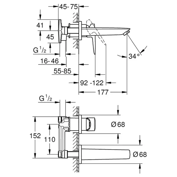 Grohe BauLoop New Смеситель для раковины, хром (20289001)