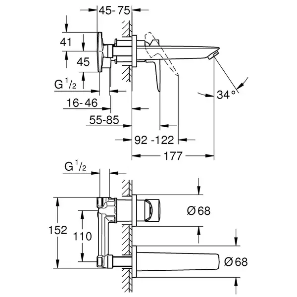Grohe BauLoop New Смеситель для раковины, хром (20289001)