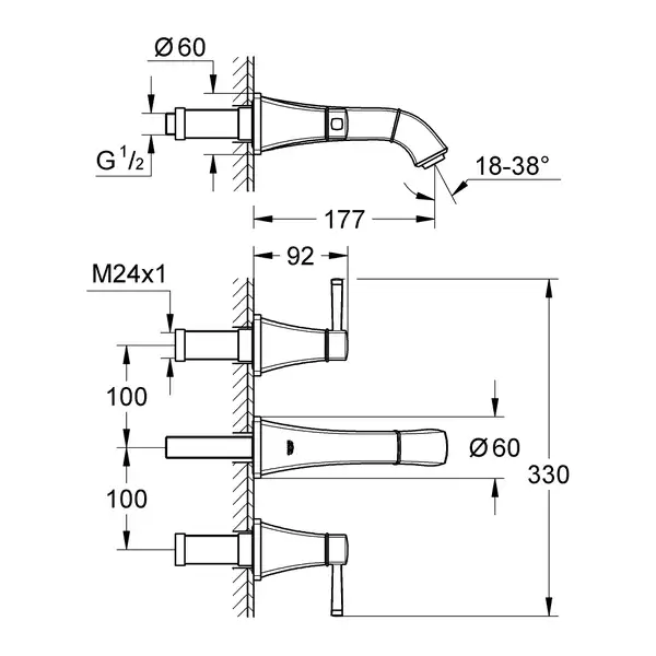 Змішувач для раковини Grohe Grandera S-Size (20414000)