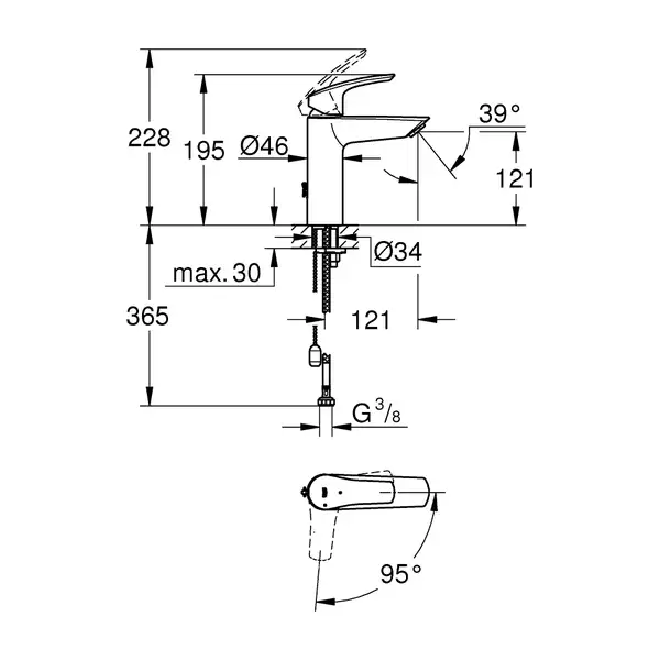 Grohe Змішувач для раковини Eurosmart M-Size DN 15, хром (2339430E) Grohe Змішувач для раковини Eurosmart M-Size DN 15, хром (2339430E)
