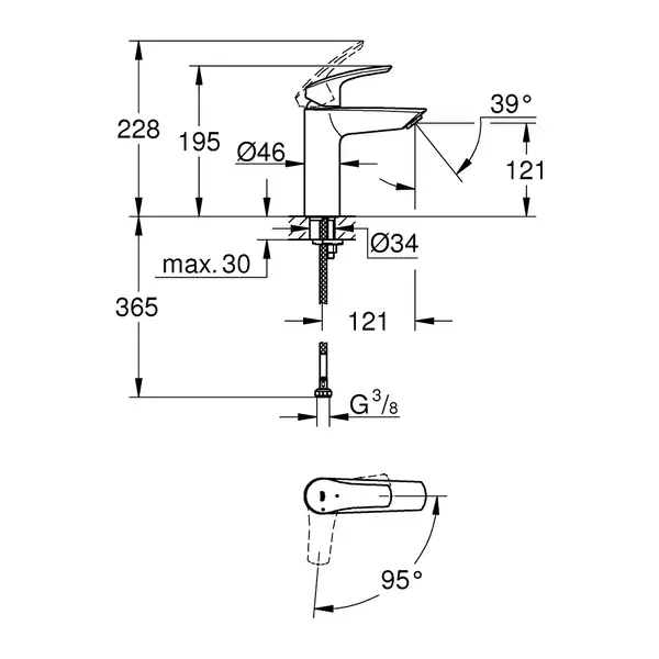 Grohe Змішувач для раковини Eurosmart DN 15 M-Size, хром (2339530E) Grohe Змішувач для раковини Eurosmart DN 15 M-Size, хром (2339530E)