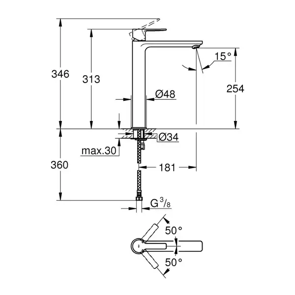 Змішувач для раковини Grohe Lineare XL-Size високий, графіт (23405AL1) Змішувач для раковини Grohe Lineare XL-Size високий, графіт (23405AL1)