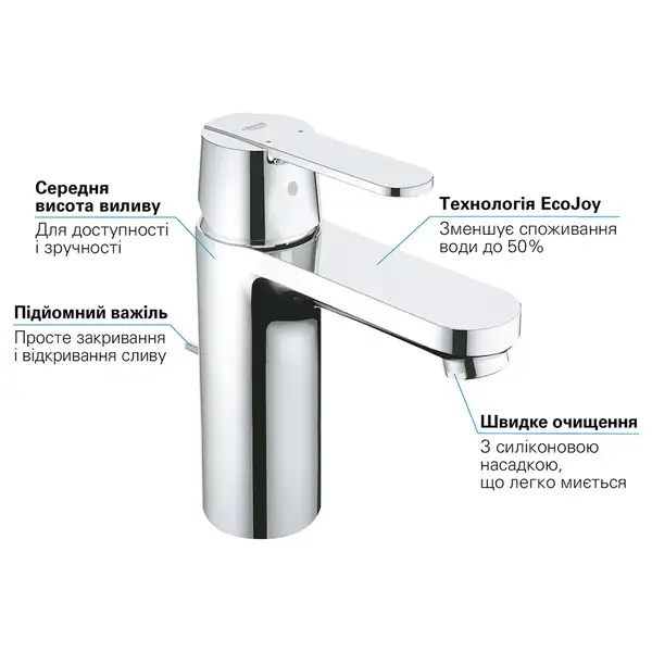 Змішувач одноважільний для раковини M-Size Grohe Get 23454000 Змішувач одноважільний для раковини M-Size Grohe Get 23454000
