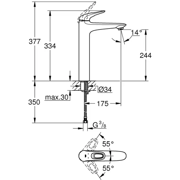 Змішувач на стільницю для раковини XL-розміру Grohe Eurostyle (23570003) Змішувач на стільницю для раковини XL-розміру Grohe Eurostyle (23570003)