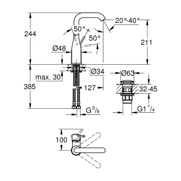Grohe Essence New Смеситель для умывальника L-Size, хром (24182001) Grohe Essence New Смеситель для умывальника L-Size, хром (24182001)