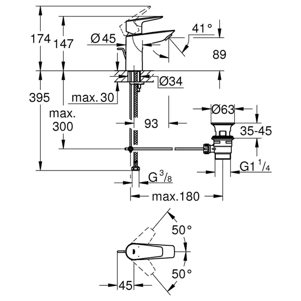 Grohe StartEdge Смеситель для раковины S-Size, хром (24196001) Grohe StartEdge Смеситель для раковины S-Size, хром (24196001)
