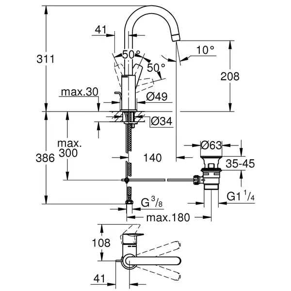 Grohe StartEdge Смеситель для раковины L-Size, хром (24201001) Grohe StartEdge Смеситель для раковины L-Size, хром (24201001)